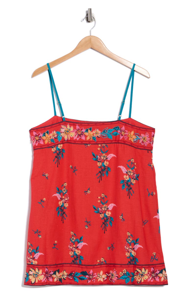 Free People Bali Embroidery Border Floral Minidress, Alternate, color, Red Combo