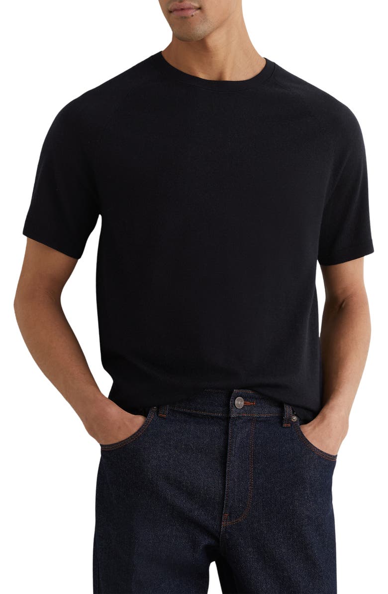 Reiss Brook Merino Wool T-Shirt, Main, color, Navy