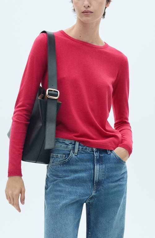 MANGO Lightweight Crewneck Sweater in Fuchsia 