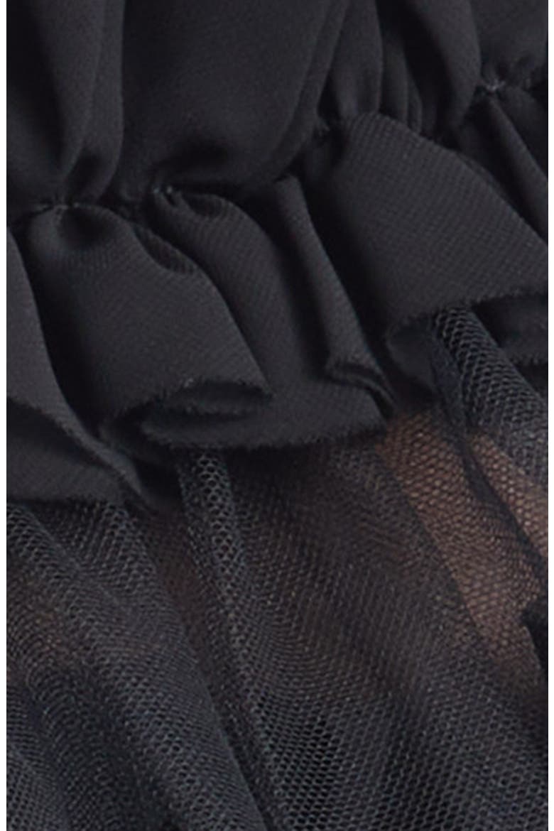 Ruffled Georgette & Tulle Crop Top, Alternate, color, BLACK