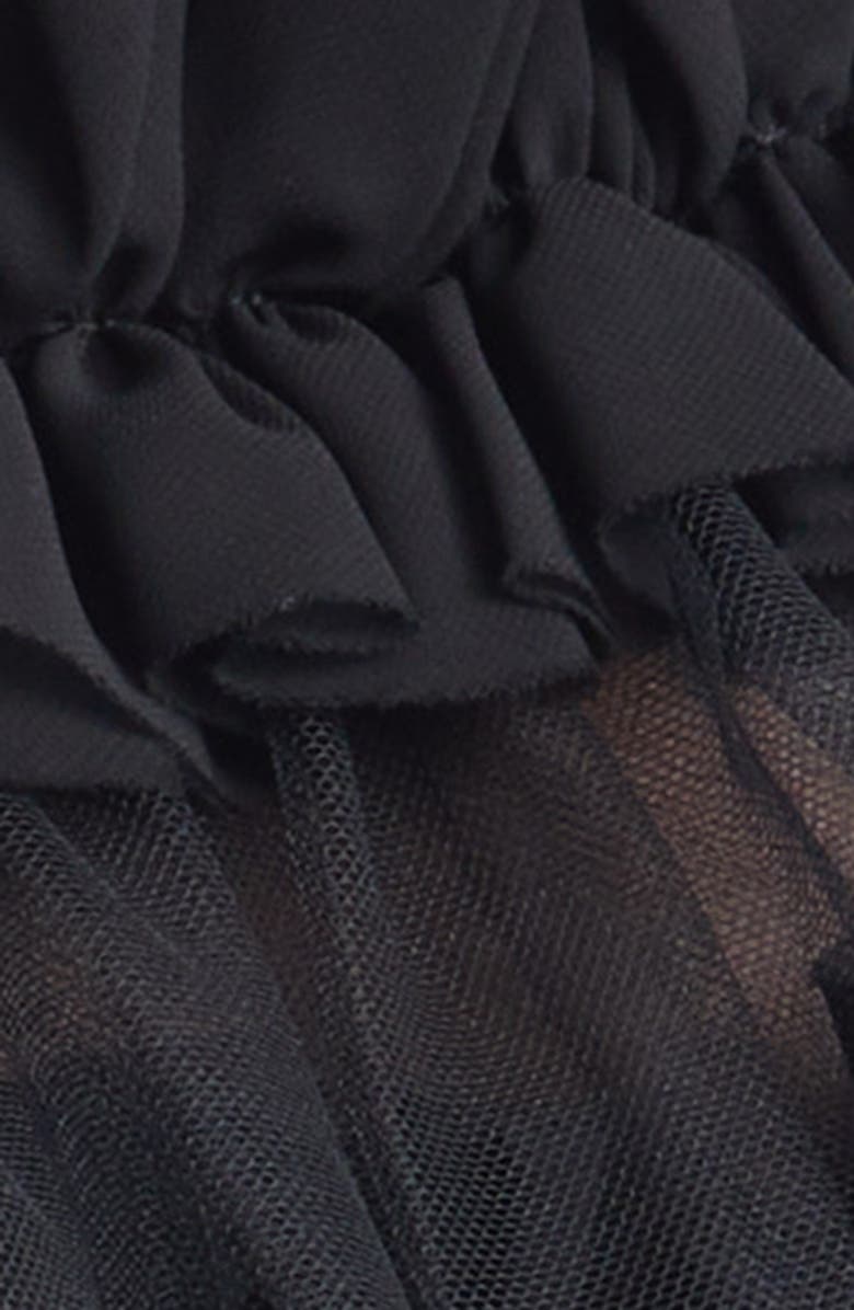 Noir Kei Ninomiya Ruffled Georgette & Tulle Crop Top, Alternate, color, Black