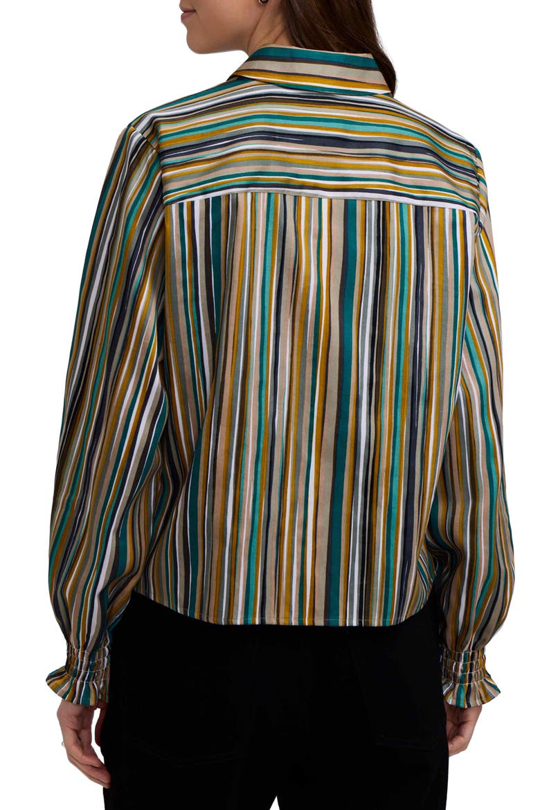 Vivienne Stripe Cotton Poplin Button-Up Shirt, Alternate, color, GREEN/ WHITE MULTI