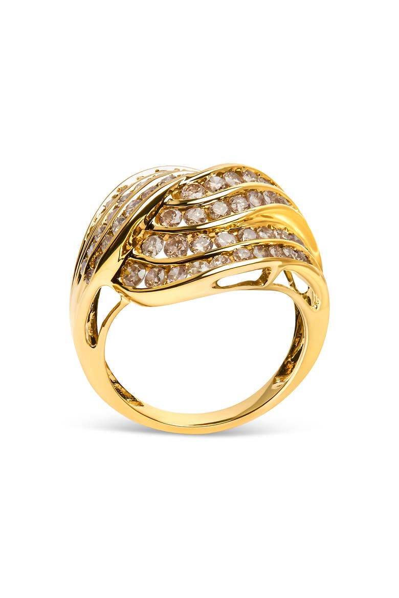 10K Yellow Gold 2.0 Cttw Channel Set Diamond Cocktail Swirl Band Ring, Alternate, color, Yellow