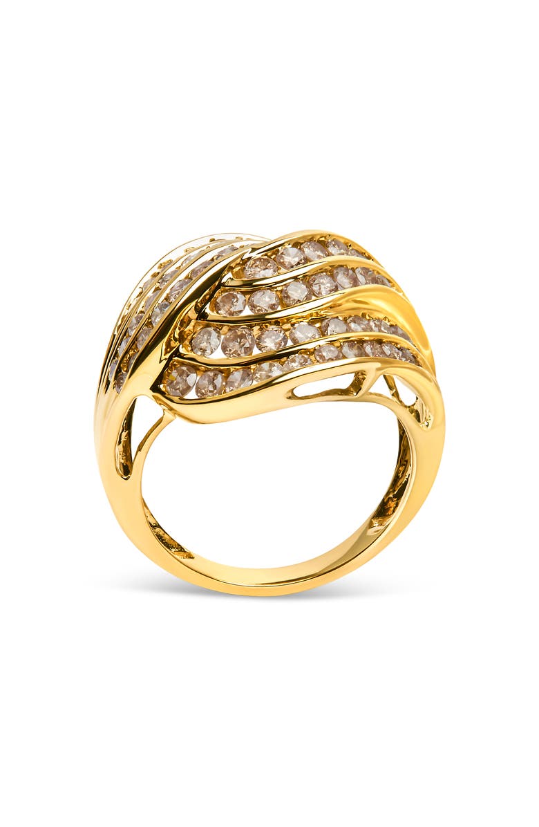 Haus of Brilliance 10K Yellow Gold 2.0 Cttw Channel Set Diamond Cocktail Swirl Band Ring, Alternate, color, Yellow