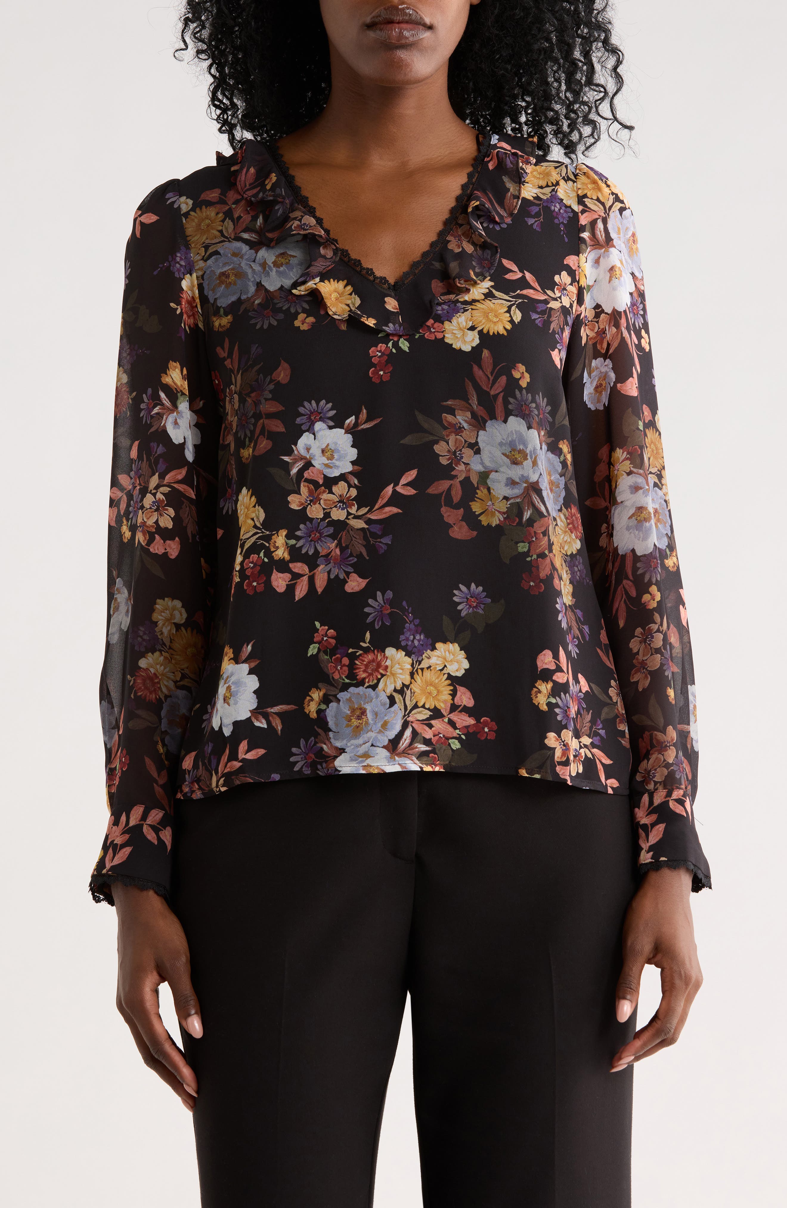 Ruffle Lace Trim Top