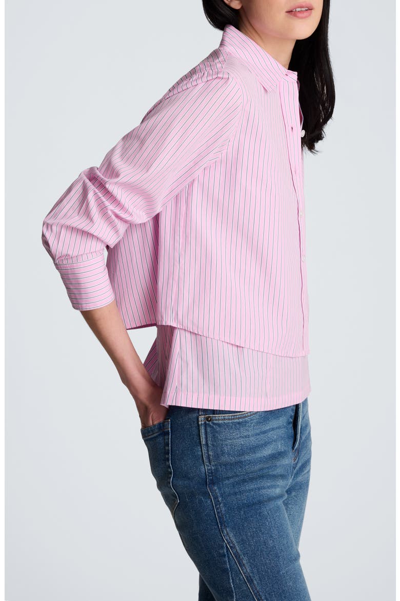 Button-Up Stripe Crop Shirt, Alternate, color, CANDY PINK MULTI