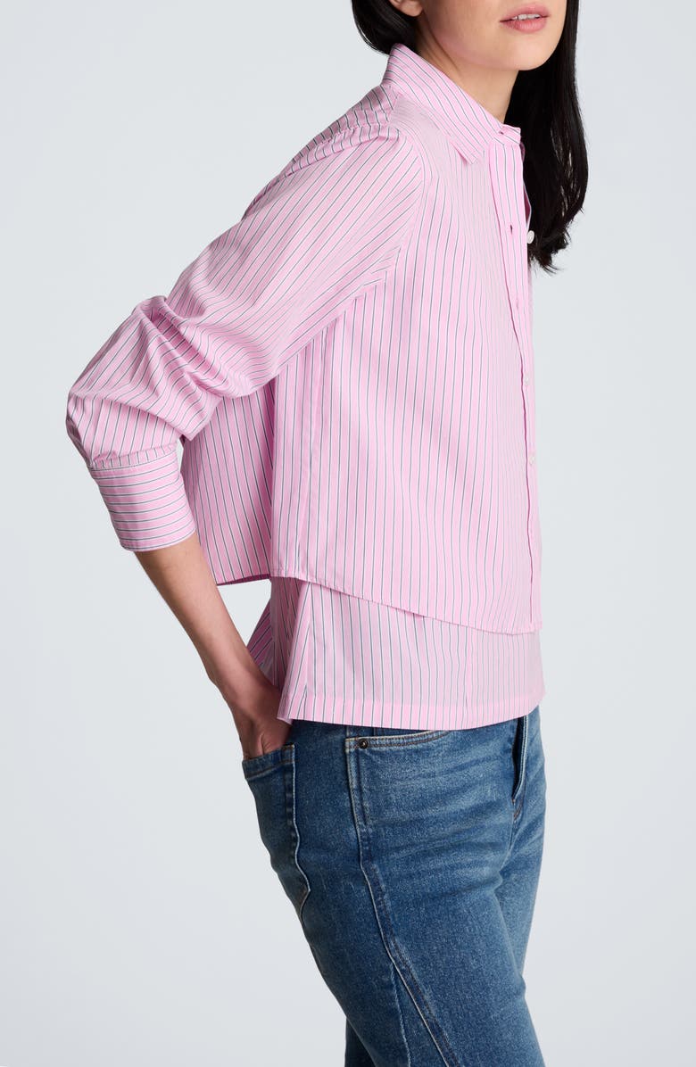 Kenneth Cole Button-Up Stripe Crop Shirt, Alternate, color,