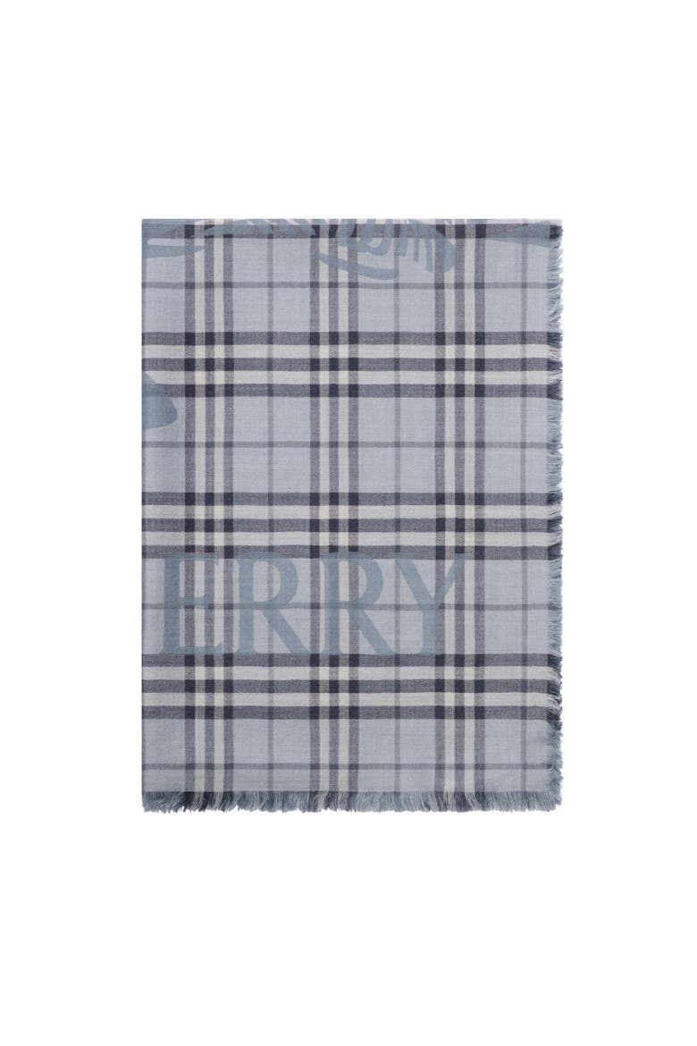Wide Knight Check Wool Silk Scarf, Alternate, color, Bank blue