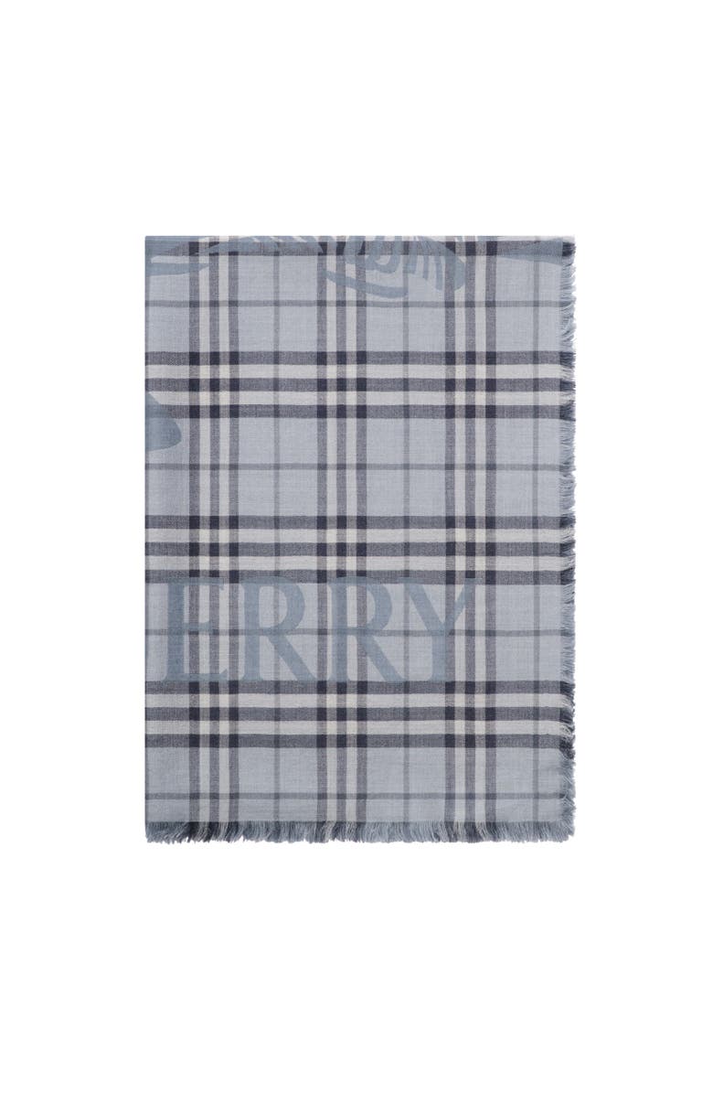 Burberry Wide Knight Check Wool Silk Scarf, Alternate, color, Bank Blue