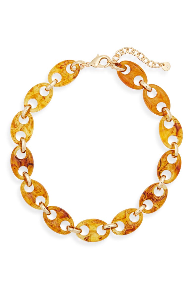 Resin Mariner Link Necklace, Main, color, AMBER- GOLD