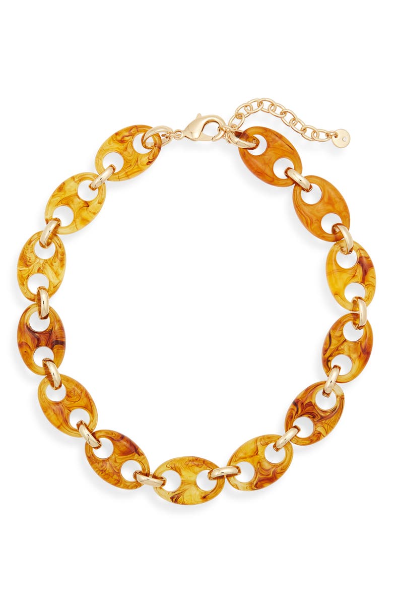 Nordstrom Resin Mariner Link Necklace, Main, color, Amber- Gold