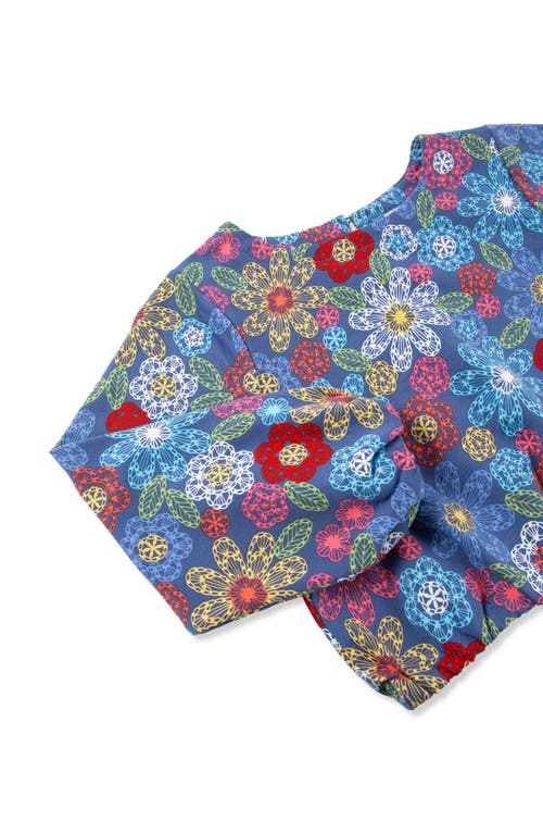 Peek Aren't You Curious Kids' Flower Print Top & Embroidered Tulle Skirt Set In Print
