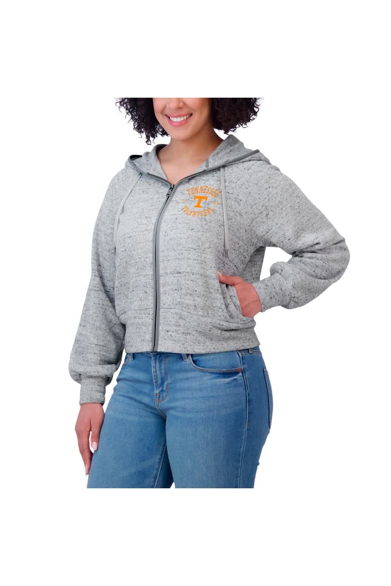 Women's WEAR by Erin Andrews Heather Gray Tennessee Volunteers Wear Speckle Double-Hit Raglan Full-Zip Hoodie, Alternate, color, Heather Gray