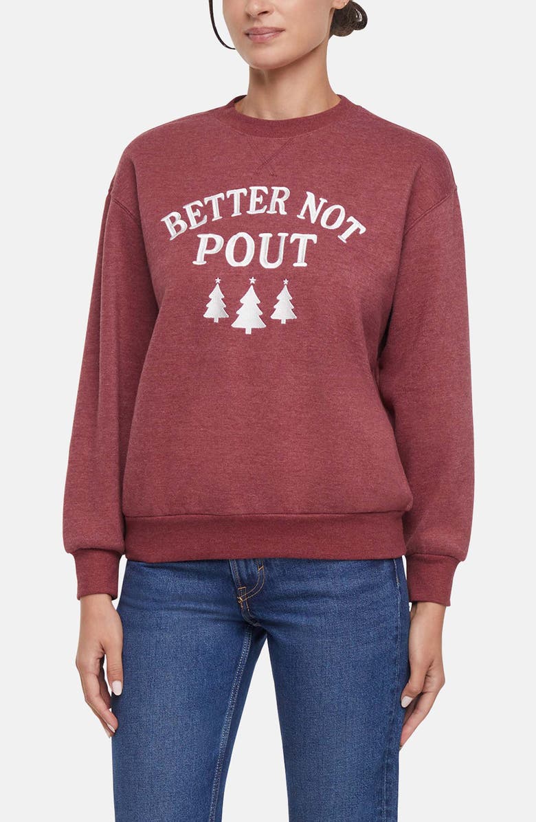 Wildfox Charlie Better Not Pout Sweatshirt, Alternate, color, Heather Cabernet