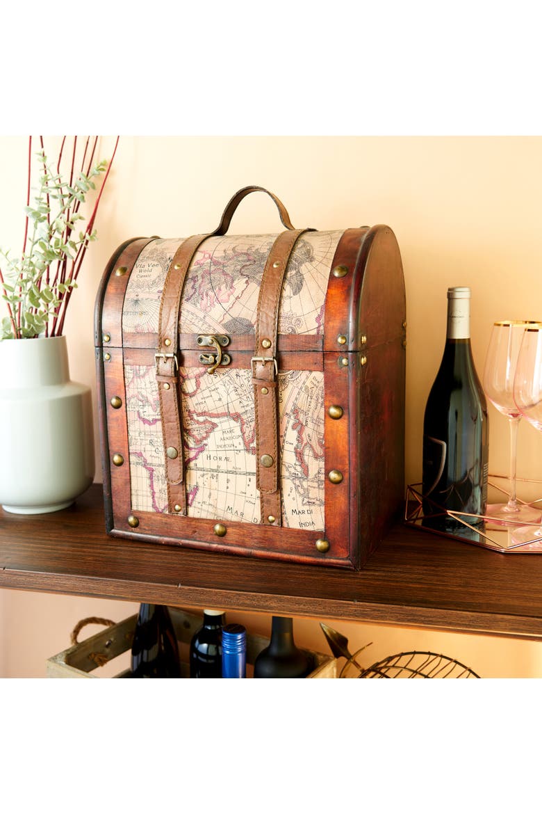 6-Bottle Old World Wooden Wine Box, Alternate, color, Multicolor