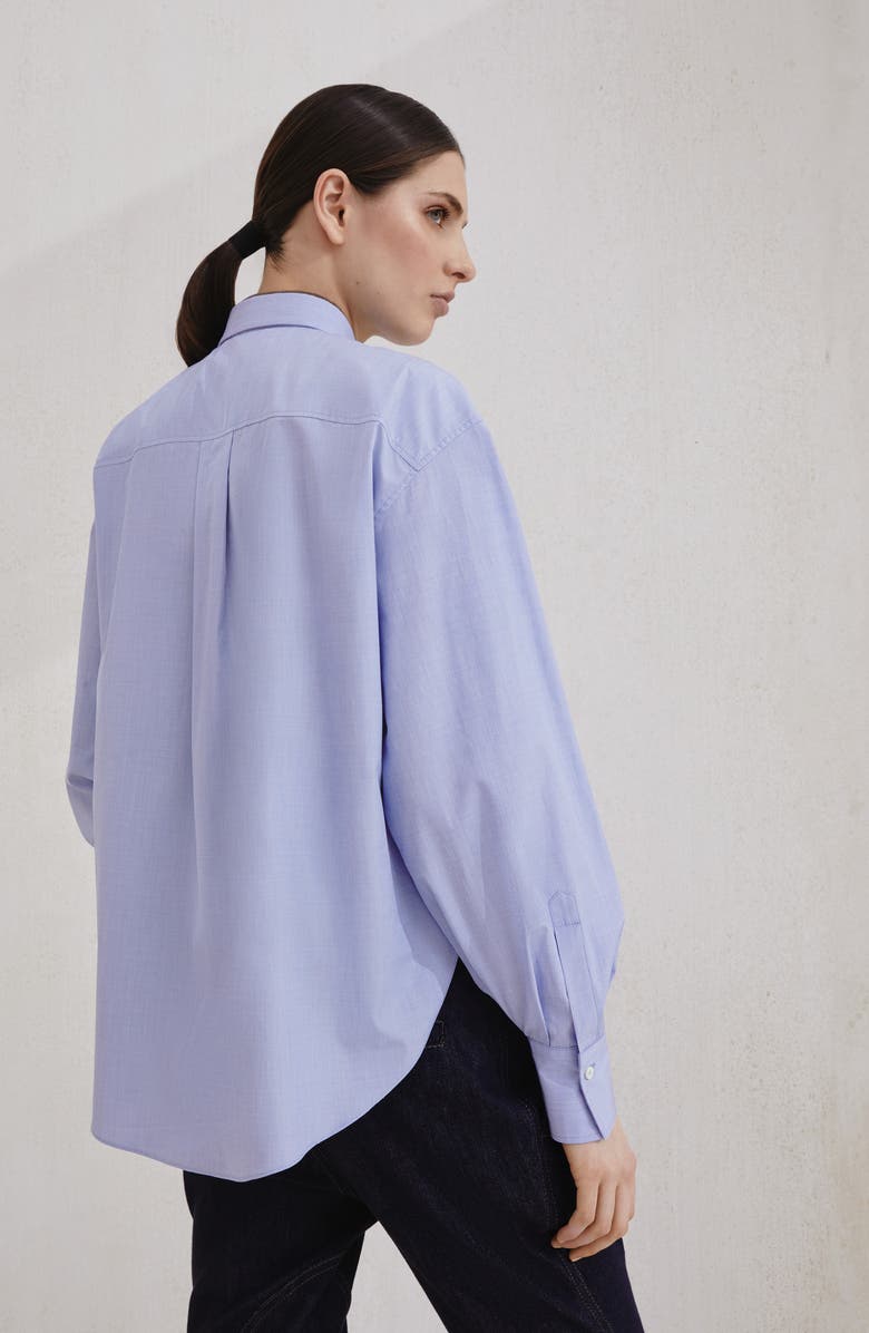 Brunello Cucinelli Cotton shirt with monili, Alternate, color, Azure