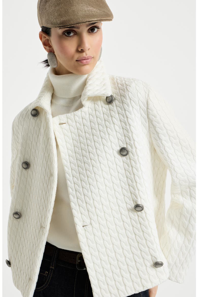 Cable knit blazer, Alternate, color, White