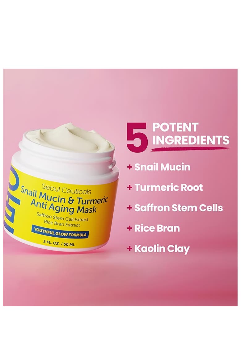 Korean Skincare Snail Mucin & Turmeric Anti Aging Mask, Alternate, color, Clear