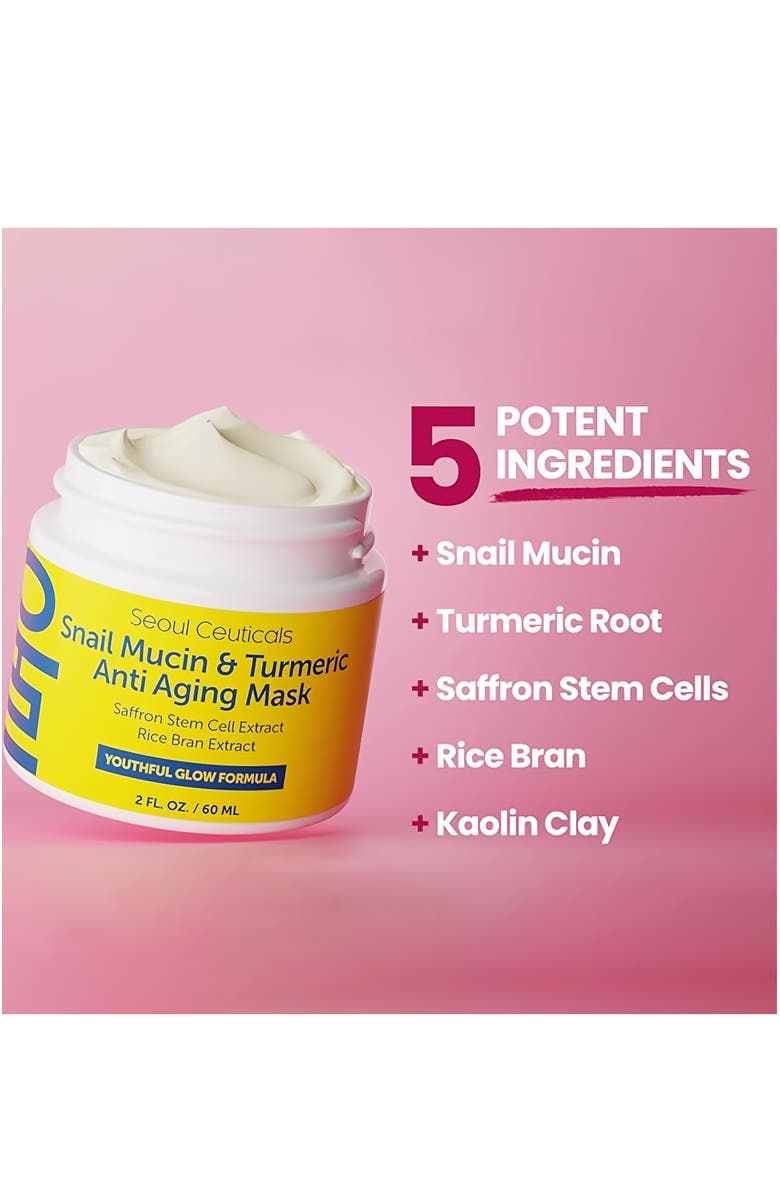 Seoul Ceuticals Korean Skincare Snail Mucin & Turmeric Anti Aging Mask, Main, color, Clear