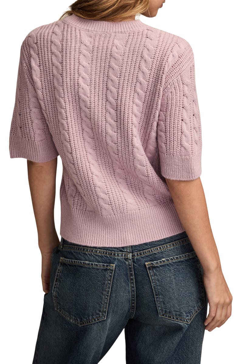 Lucky Brand Short Sleeve Cable Cardigan, Alternate, color,