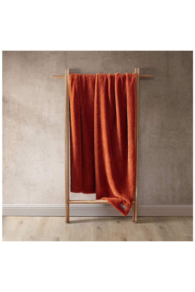 Rib Knit Throw Blanket, Alternate, color, DARK ORANGE
