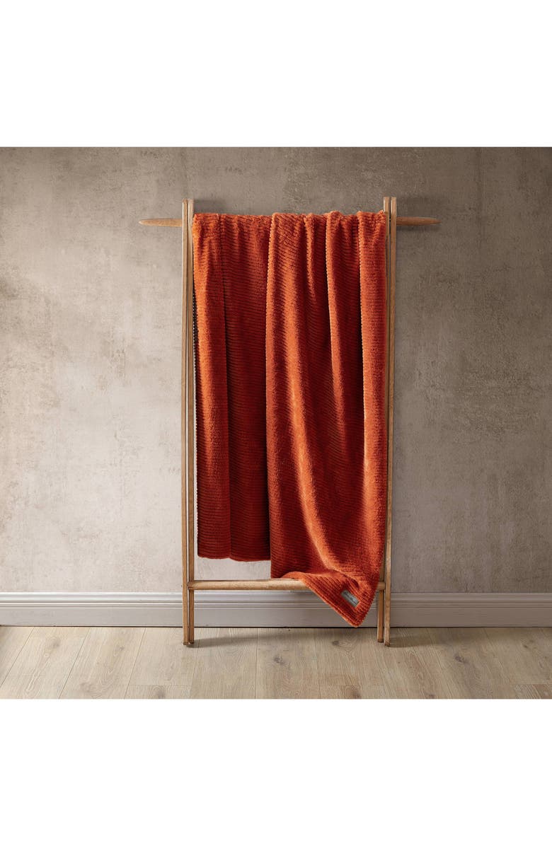 Eddie Bauer Rib Knit Throw Blanket, Alternate, color, Dark Orange