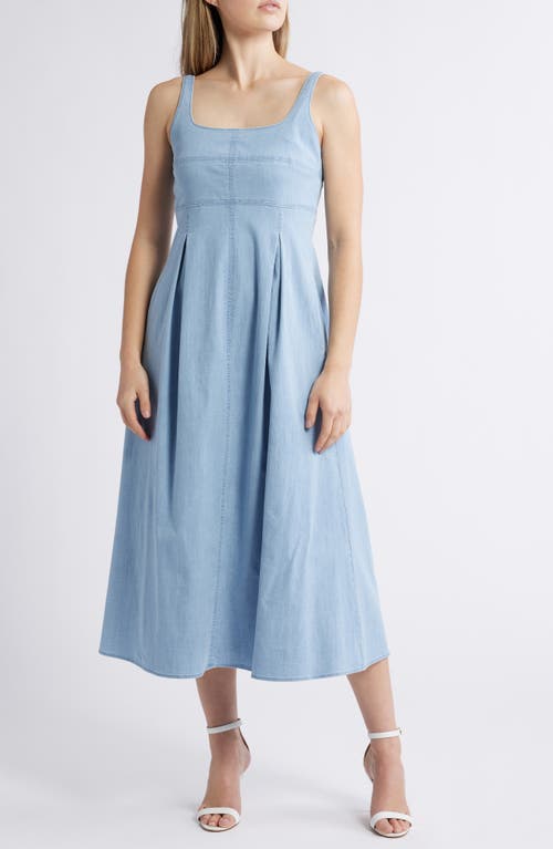 ANNE KLEIN ANNE KLEIN PLEATED DENIM DRESS