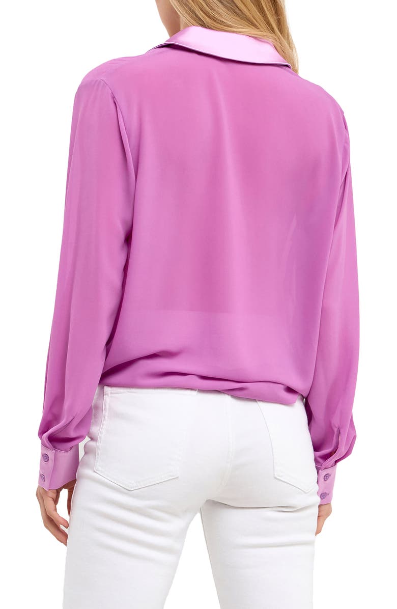 Endless Rose Satin Chiffon Button-Up Shirt, Alternate, color,