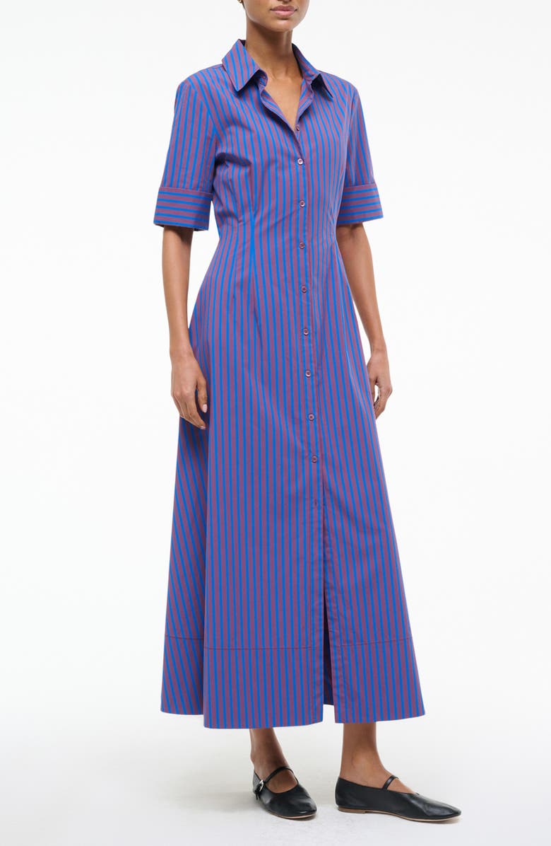 STAUD Joan Stripe Maxi Shirtdress, Alternate, color, Atlas Stripe