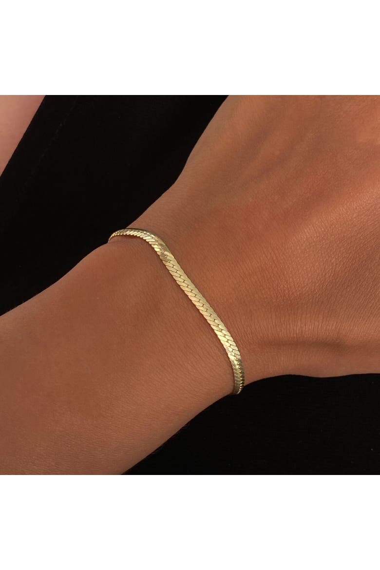 Italian Sterling Silver Herringbone Bracelet, Alternate, color, Gold