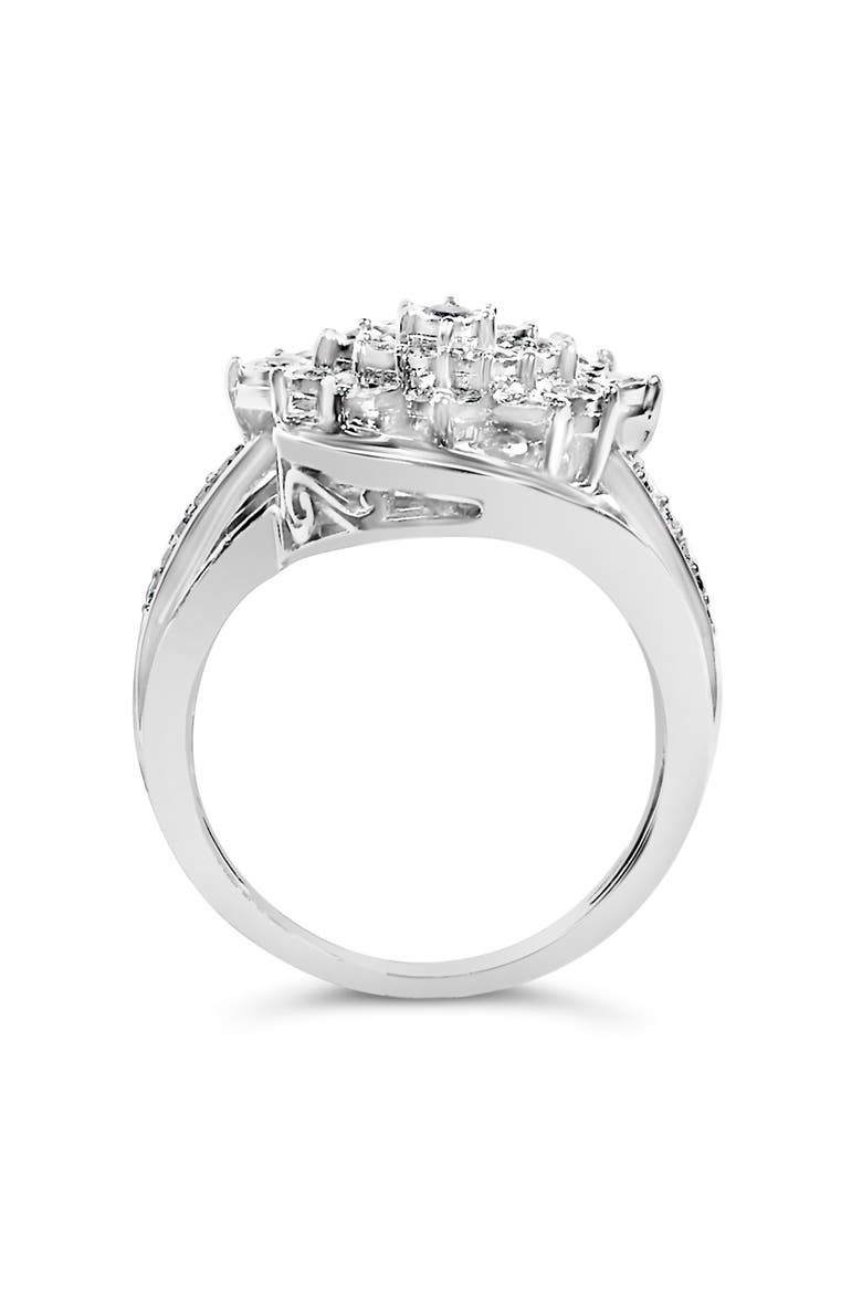 Sterling Silver 1.0 Cttw Diamond Swirl Cluster Cocktail Ring, Alternate, color, Silver