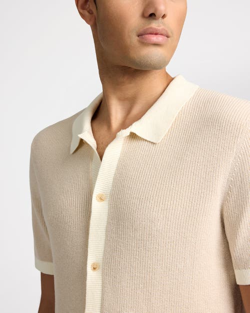 Onia Cotton Linen Button Up Sweater In Brown