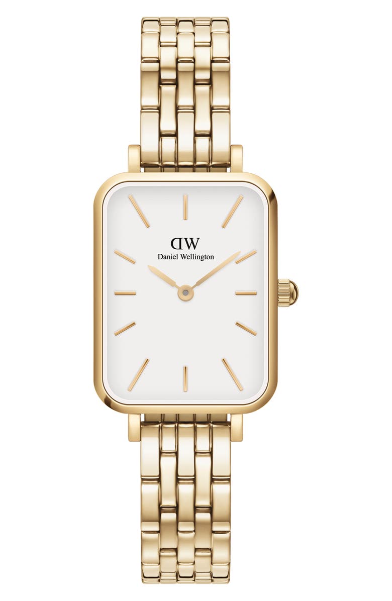 Daniel Wellington Quadro Link Bracelet Watch, 20mm x 26mm, Main, color, Gold