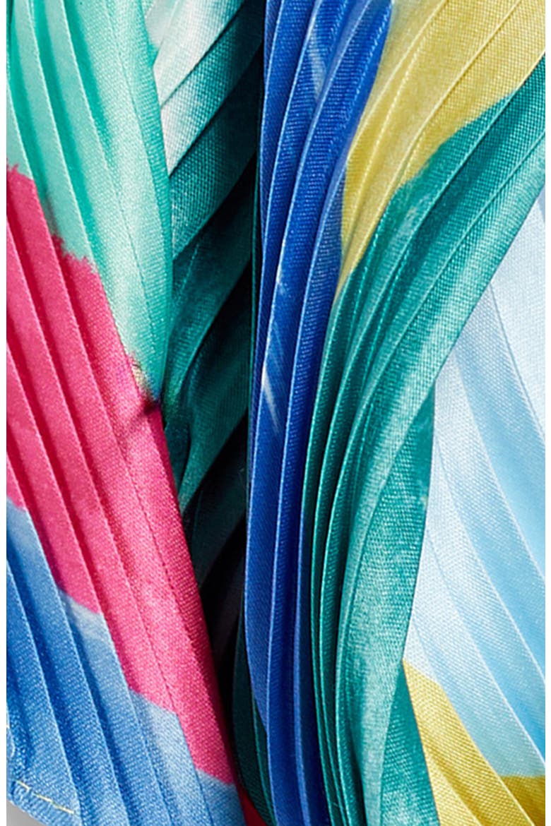 Painterly Composition Pleated Diamond Scarf, Alternate, color, BLUE MULTI