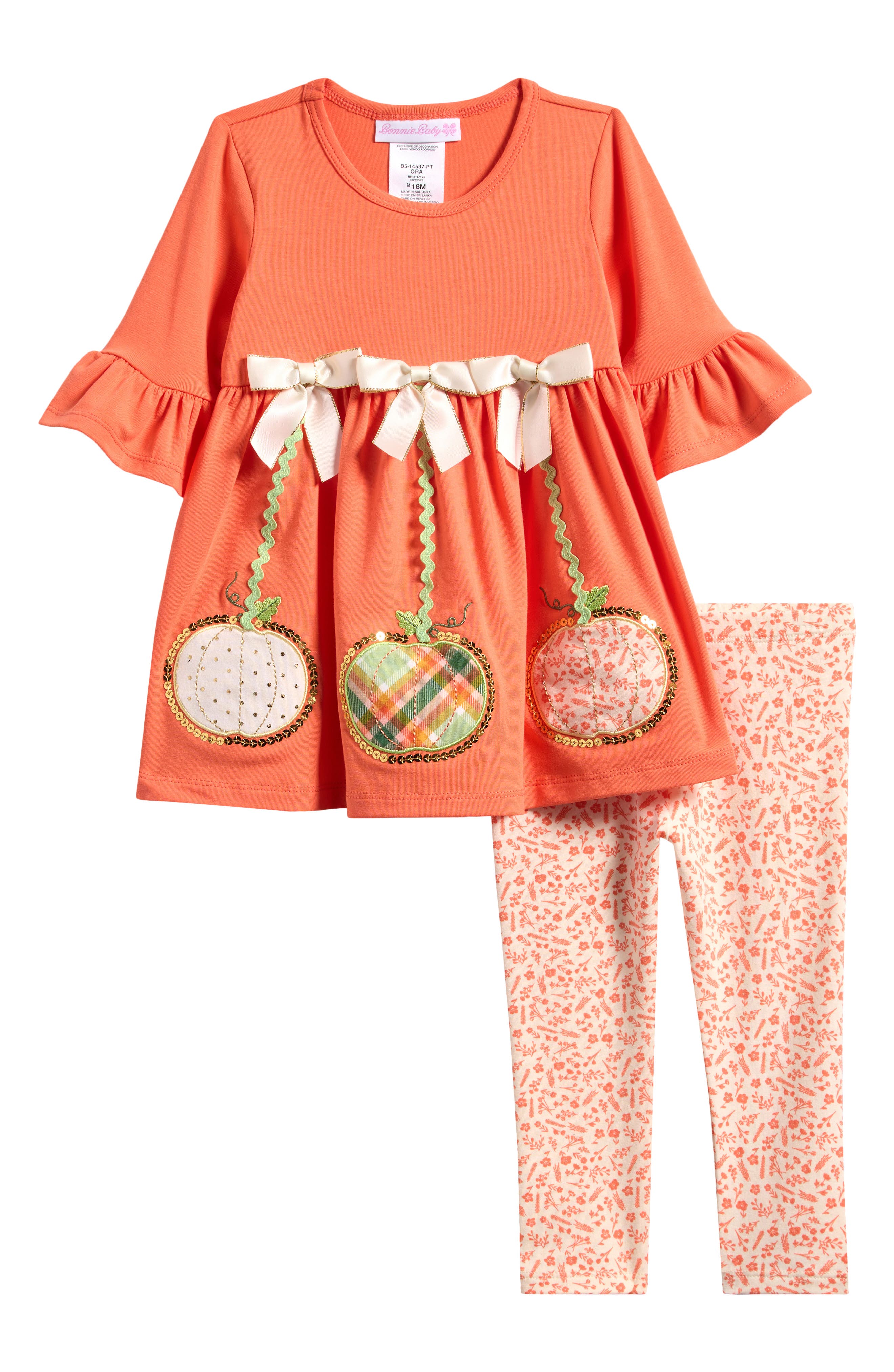 Harvest Pumpkin Ruffled Tunic Top & Leggings Set