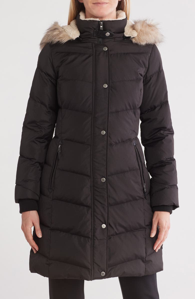 Lauren Ralph Lauren Faux Fur Trim Hooded Puffer Jacket, Main, color, 