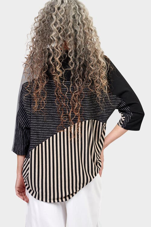 ALEMBIKA ALEMBIKA JERSEY STRIPES PATCHWORK CREW NECK TEE