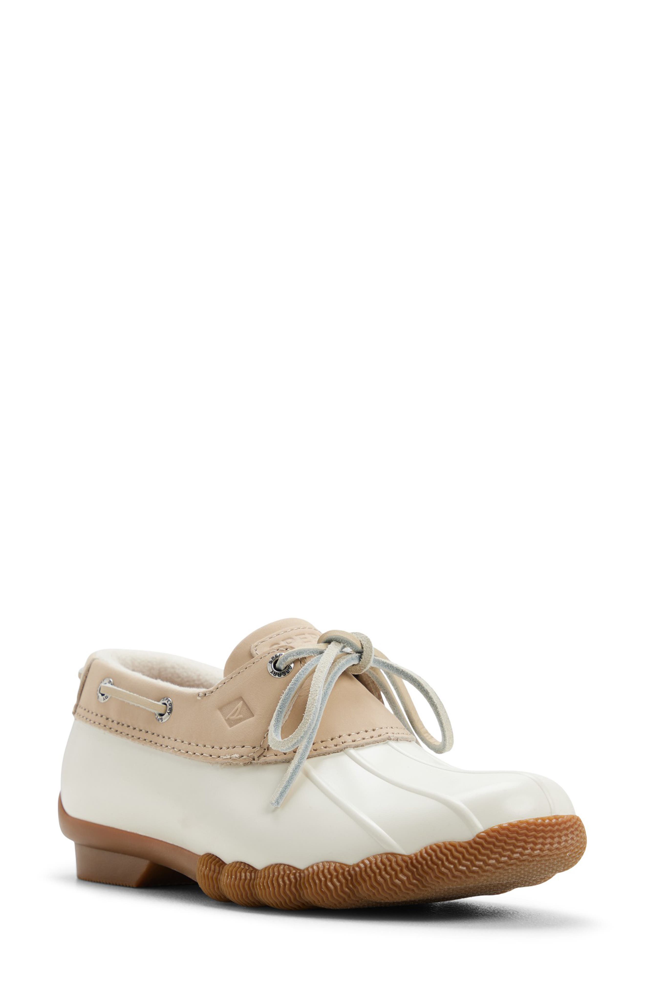 Saltwater™ 1 Eye Waterproof Duck Shoe, Main, color, LINEN/ OAT LEATHER