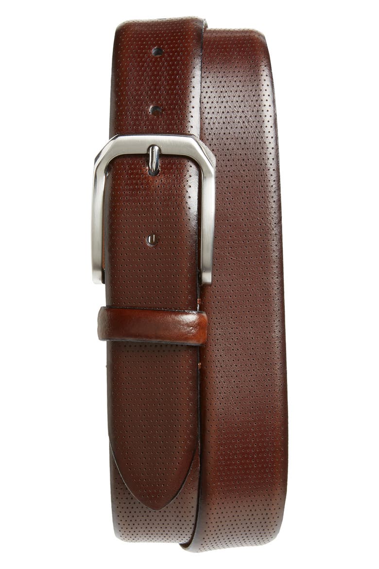 Calfskin Belt, Main, color, BURGUNDY