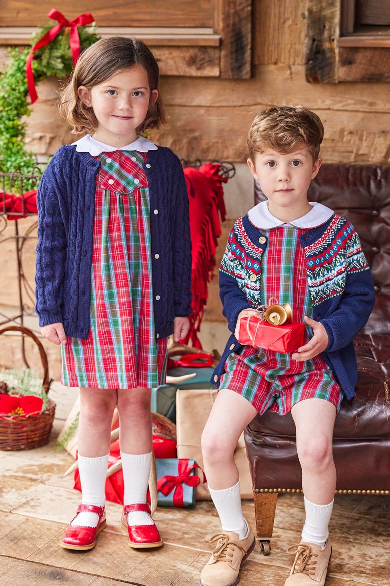 Kids' Vintage Button Tab John John Set, Alternate, color, Highlands Tartan