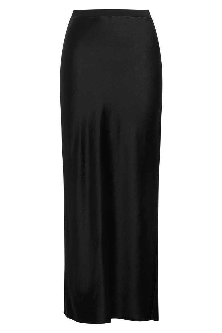 The Josie Satin Skirt, Alternate, color, BLACK