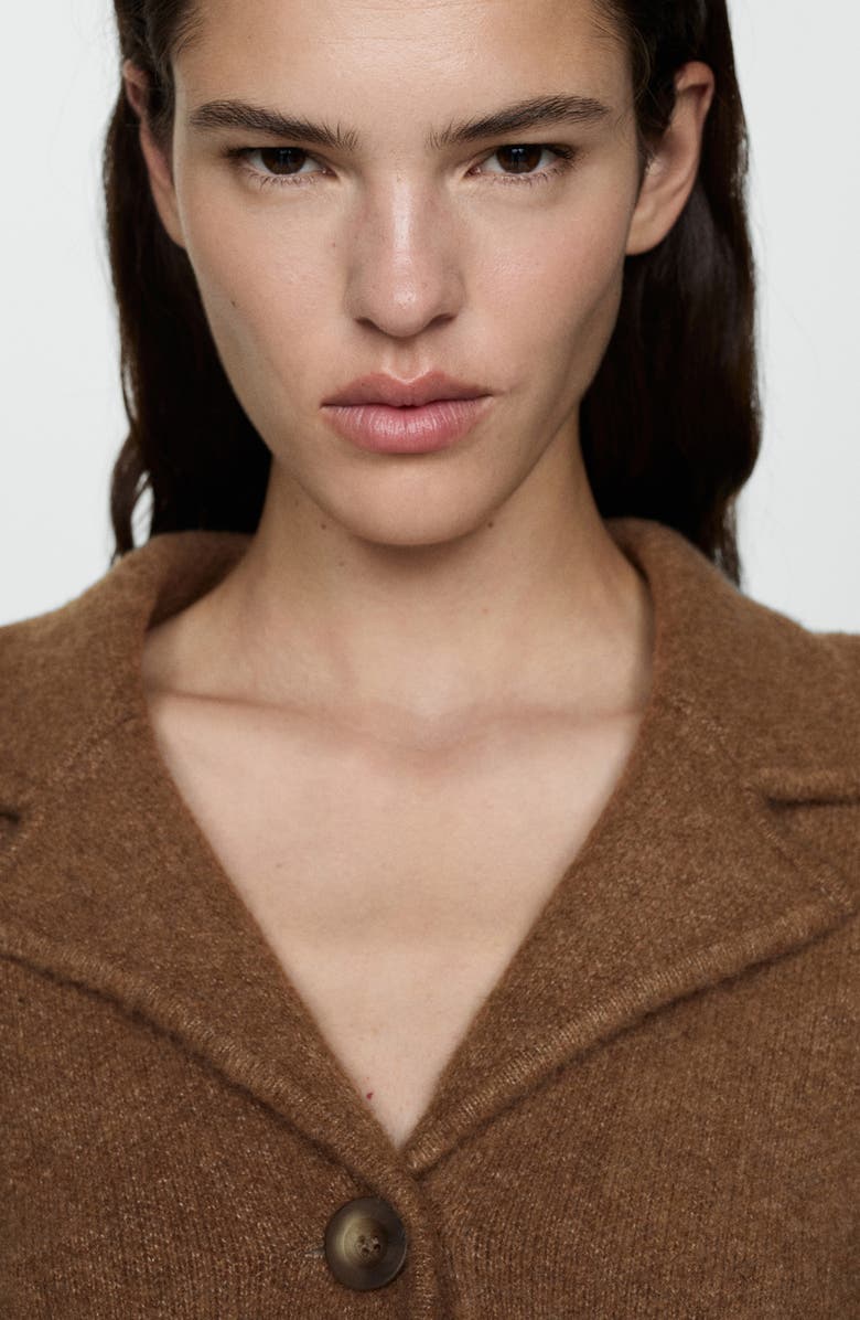 MANGO Notch Collar Crop Knit Jacket, Alternate, color,