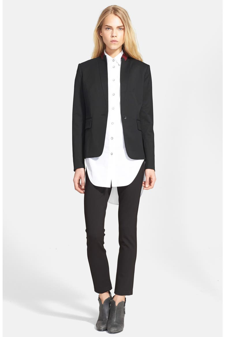 'Archer' One-Button Wool Blend Blazer, Alternate, color, BLACK