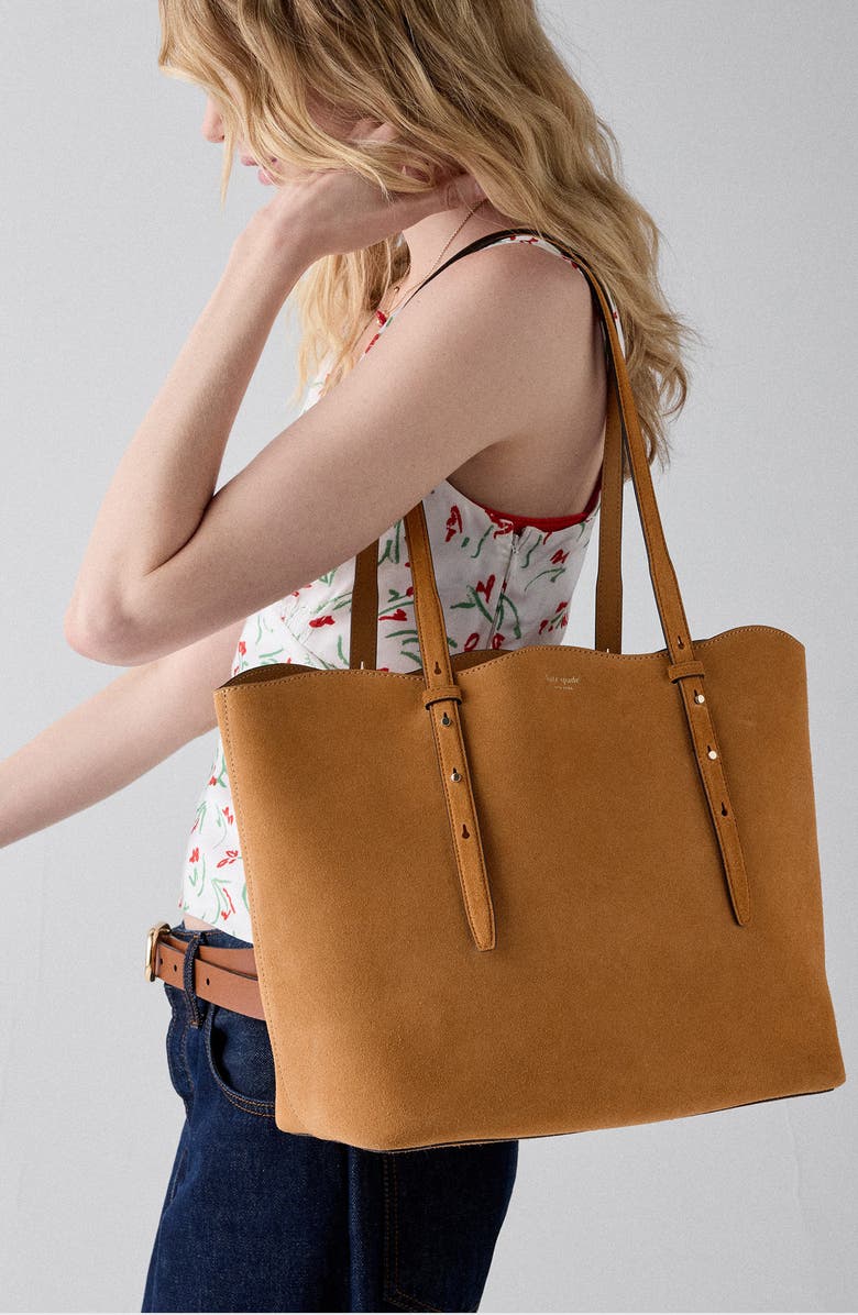 Kate Spade New York do it all wavy suede tote, Alternate, color, Garden Soil