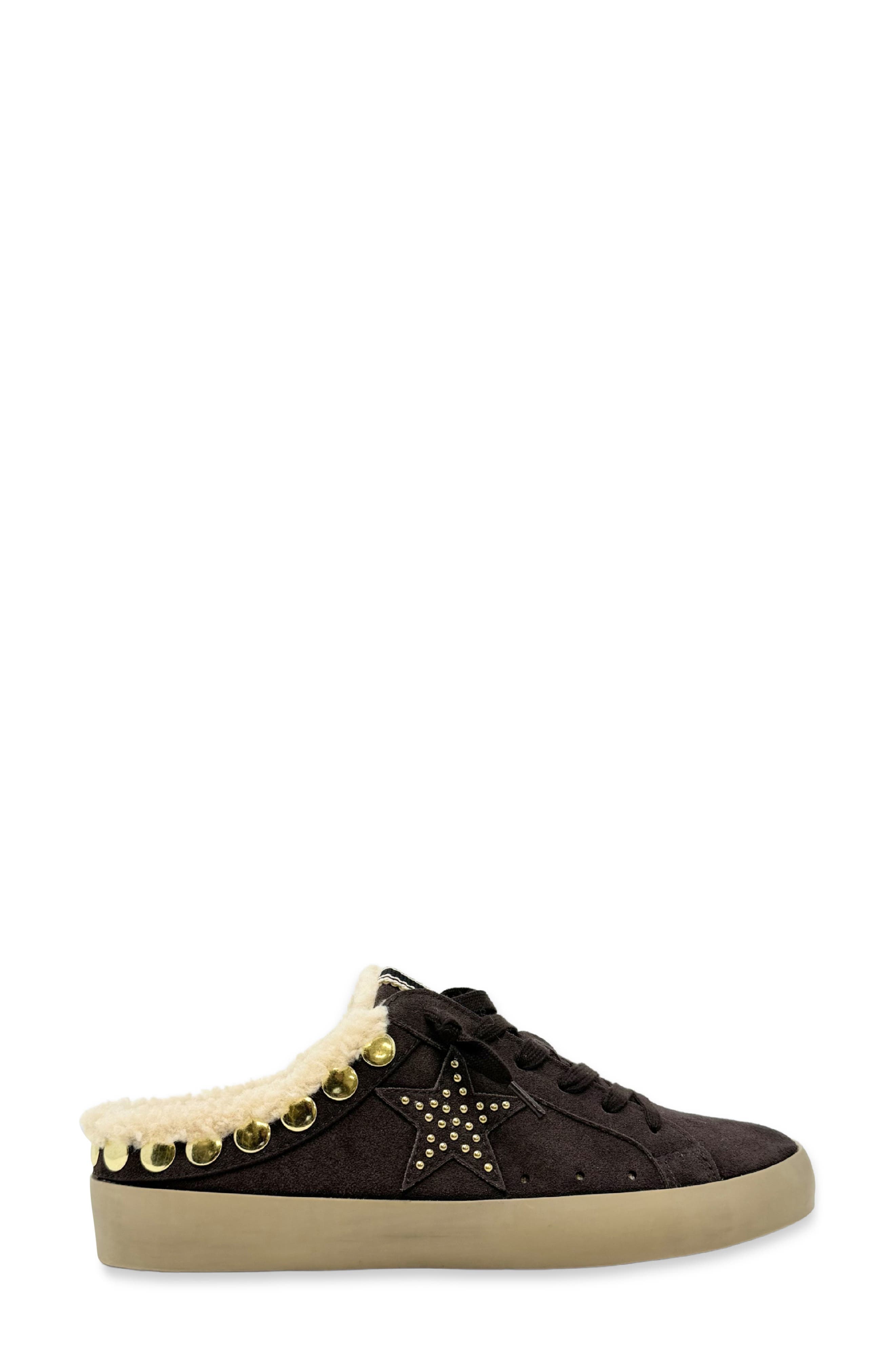 Pippa Faux Shearling Trim Sneaker Mule, Alternate, color, BROWN SUEDE