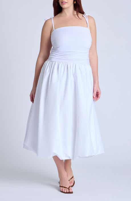 Mixed Media Bubble Hem Midi Dress