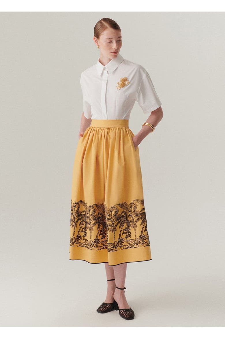 Callie Pleated Skirt, Main, color, Camel