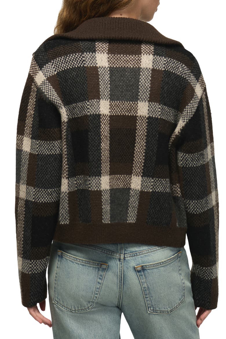Plaid Sweater Bomber Jacket, Alternate, color, DARK BLACK