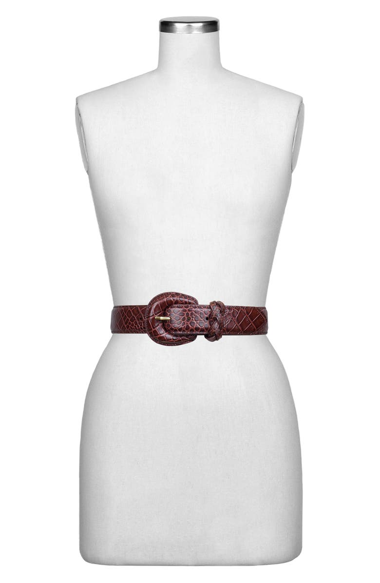 Patricia Nash Selena Croc-Embossed Leather Belt, Alternate, color, British Tan