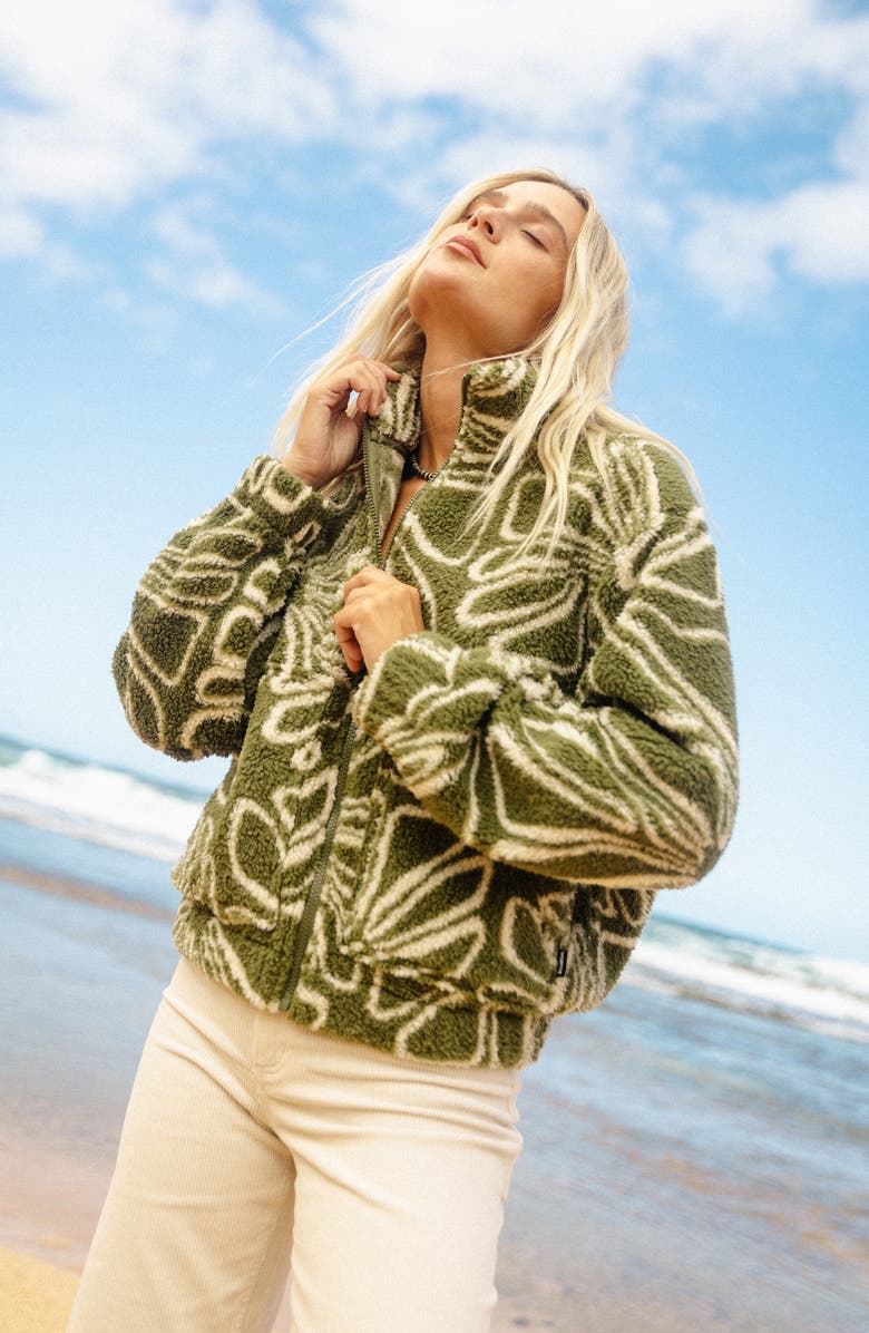 Billabong First Light Faux Shearling Jacket, Alternate, color, Martini Olive